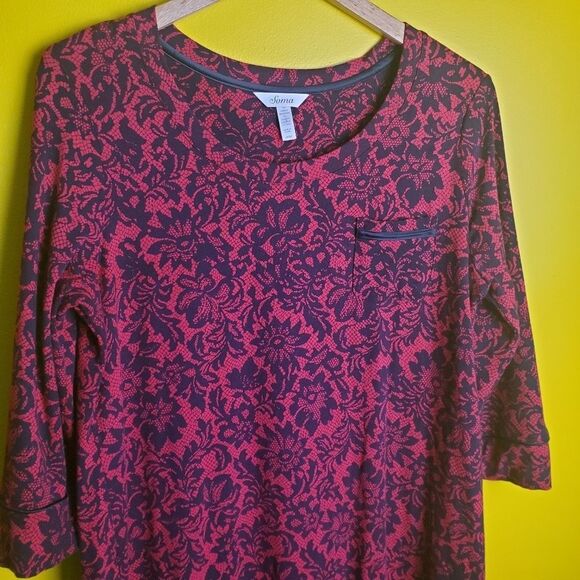 Soma Red and Black Lounge Dress Size Large - Picture 4 of 8